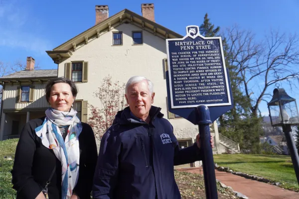 A new sign for the 'birthplace of Penn State' marks the school's agricultural roots
