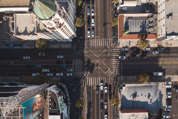A city intersection from above
