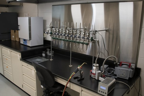 Incinerator equipment in radio-carbon prep lab