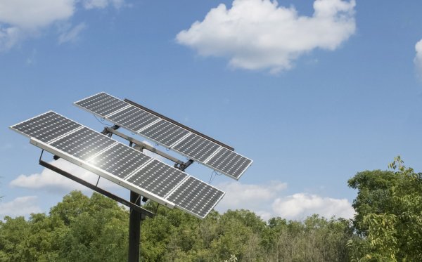 solar panels and blue sky