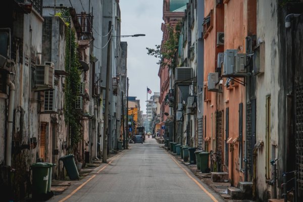 City street between buildings