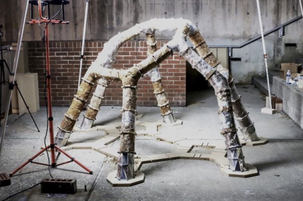 The structure made of mycelium built by features Benay Gürsoy Toykoç and her team