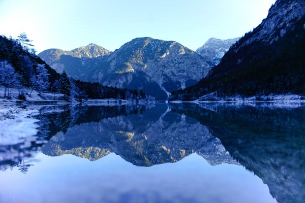 A mountain lake in winter