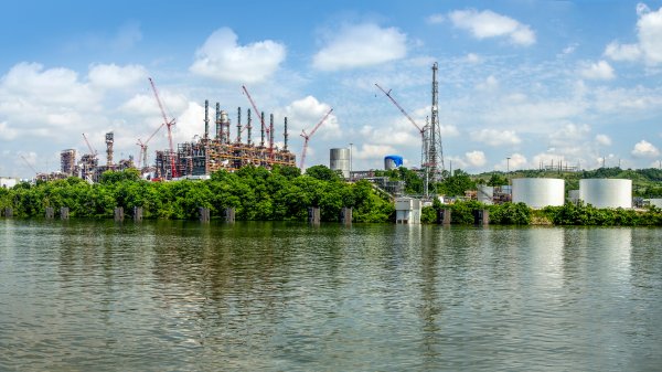 Ethane cracker plant near a river in Beaver, Pennsylvania