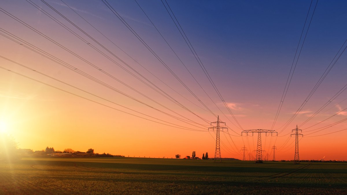 power lines at sunset