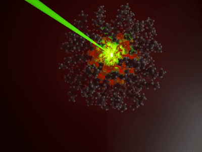 en Lear and his lab shine lasers on nanoparticles, which absorb the light and convert it to heat. The heat that diffuses out of the particle can then be used to drive a chemical reaction. Credit: Ben Lear