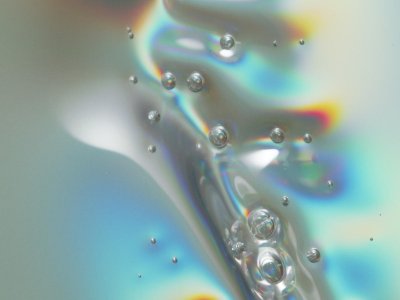 Bubbles in multicolored and melting plastic