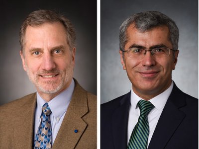 four individual portrait style photos of professors arranged side by side