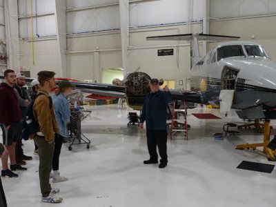 Penn State undergraduate engineering students in the technical elective course, ME 427: Aerodynamics for Mechanical Engineers, recently visited the Penn State Aviation Center.