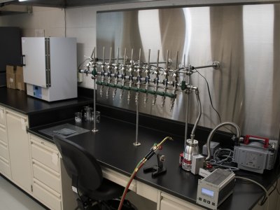 Incinerator equipment in radio-carbon prep lab