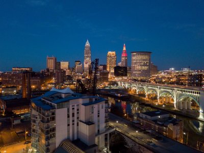 Cleveland cityscape at night
